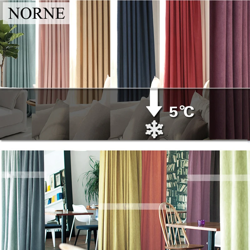 Новая ткань NORNE, однотонные льняные затемненные шторы для гостиной, современные оконные шторы для спальни, кухонные шторы, жалюзи