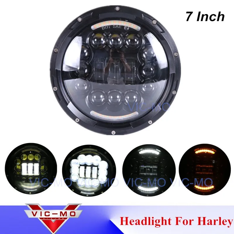

90W H4 H13 Harness 7" Motorcycle Projector Daymaker LED Headlight Light For Davidson Harley FLSTC FLSTF FLSTFB Davidsion motor