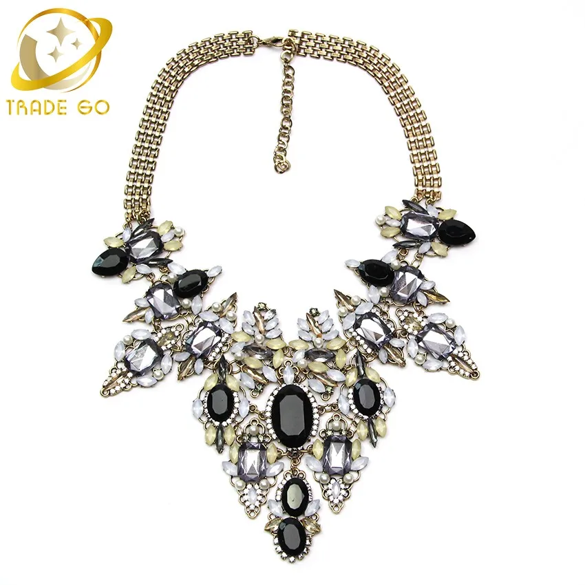 Crystal Statement Necklace Women Fashion Jewelry Collier Sautoir Long