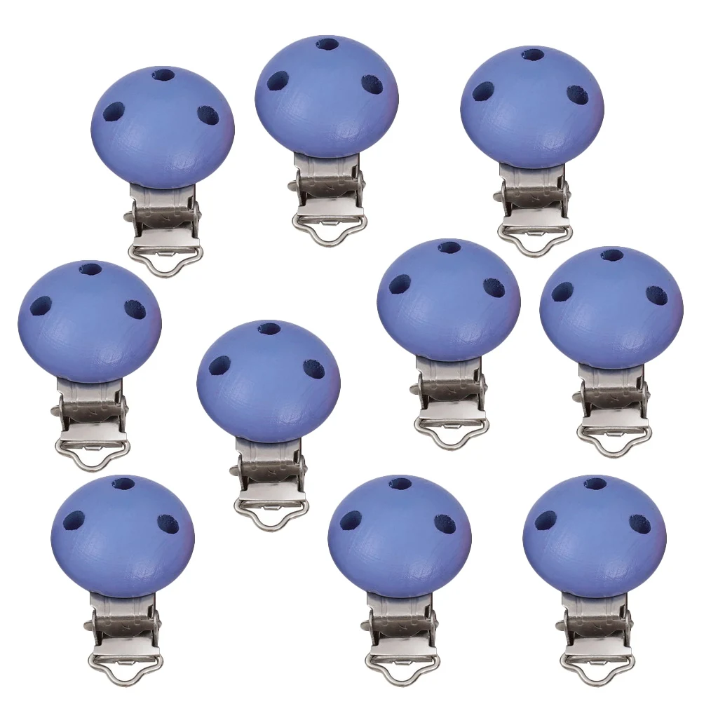 10 Pieces Baby Infant Toddler Newborn Pacifier Clips Wood Metal Holders Cute Infant Soother Clasp Feeding Supplies Bibs Burp Acc