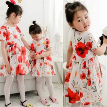 

ADIASEN New Summer Fashion Cute Children Little Girls Dress Chiffon Soft Comfort Cotton Floral Flowers Print Kids Girl Clothing