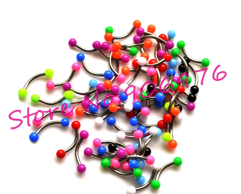 Eyebrow Piercing Ball Neon UV Acrylic Ball 16G Bar Mixed Colors Newest