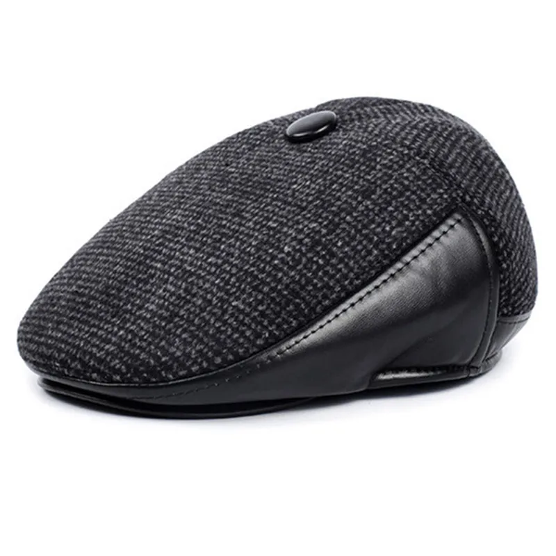 XdanqinX 2024 Winter New Men's Hat Woolen Thick Warm Berets With Earmuffs Male Bone Dad's Hat Trucker Winter Plush Fluff Hats 2