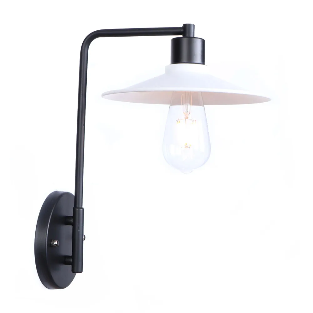 

Black+white American Village Wall Lamp E27 Bulb with lampshade Iron restaurant led wall lamp Bedroom wall light RWL0026