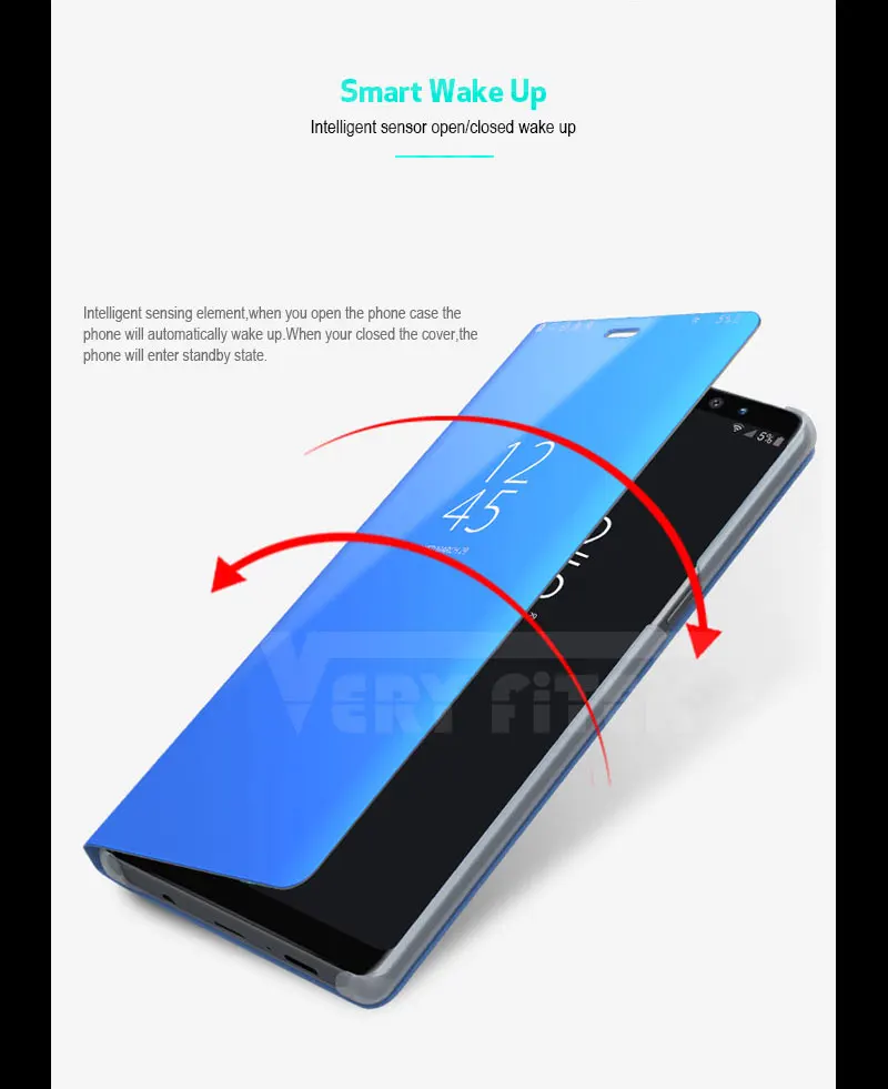 For Samsung Galaxy S9 S8 Plus S7 S6 edge A8 2018 Case Luxury Flip Stand Clear View Mirror Phone Cover For iphone X 8 7 6s 6 plus (12)