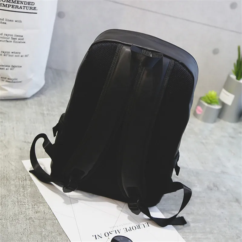 СКИОНЕ чёрный кожаный высоко-качественный торговый дорожный рюкзак для женщин/ мужчин PU Рюкзак для путешествий