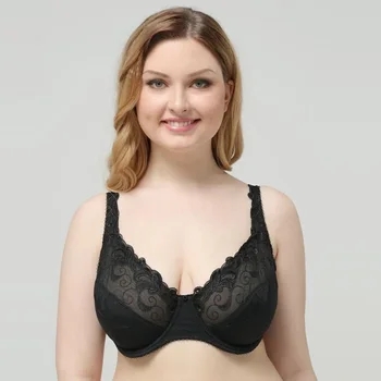 

Solid Minimizer Women Vest Bra Lace Underwire Brassieres E F G Cup Plus Size Convertible Adjustable Strap Underwire Thin Bra