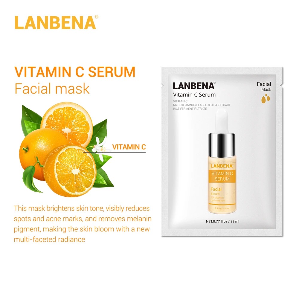 LANBENA маски для кожи лица Уход Тканевая маска для лица Vitamina C маска для лица из водорослей Увлажняющий Крем 24 K Gold Blueberry антивозрастной 4 шт