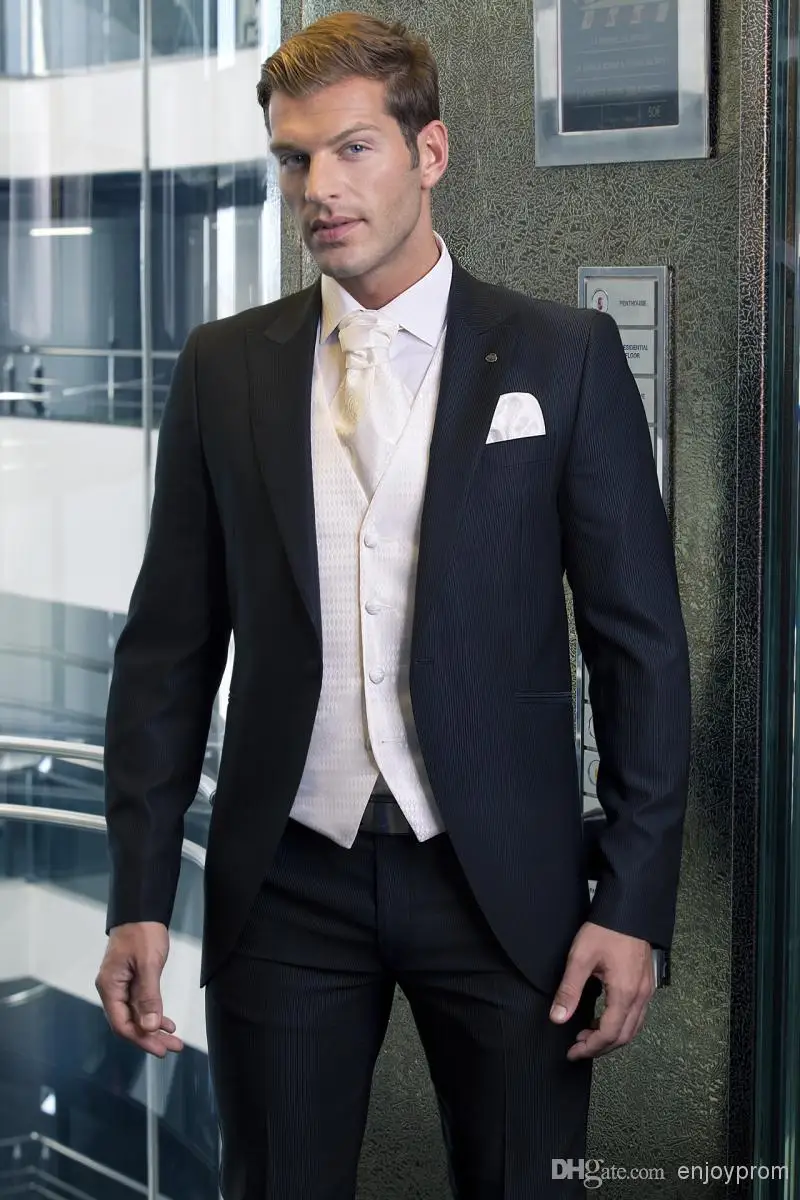 Custom Made Groom Tuxedos,Black Formal Wear Wedding Party