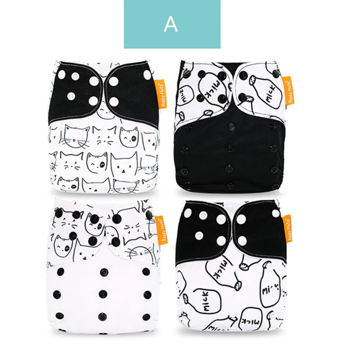 

Puseky 4pcs/set Washable Cloth Diaper Cover Adjustable Nappy Reusable Cloth Diapers Cloth Nappy fit 3-15kg baby