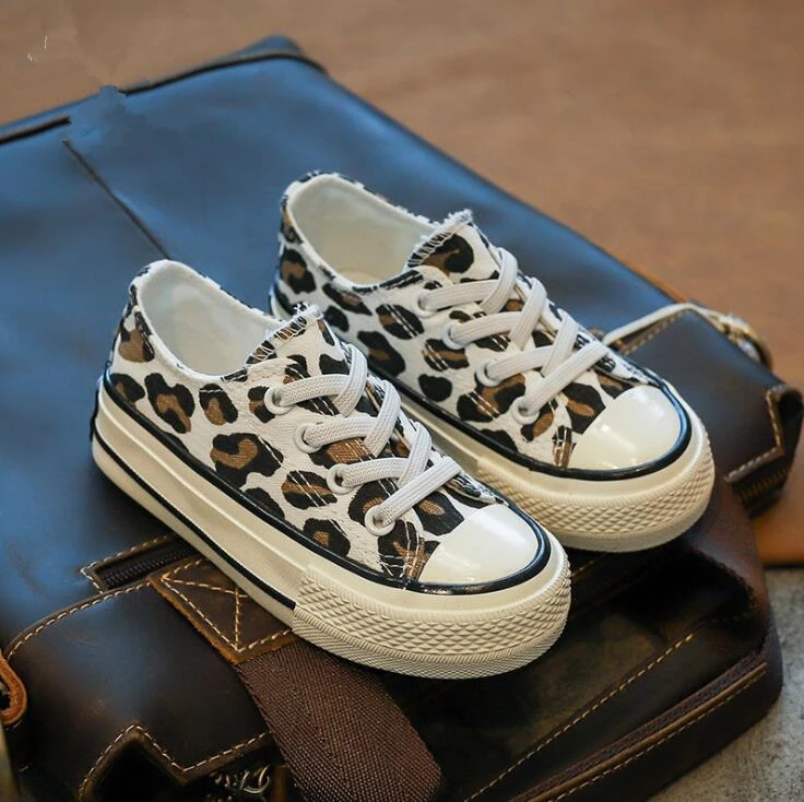 

Leopard Print Canvas Shoes For Girl Boys Sport Breathable Boys Sneakers Brand Kids Shoes for Girls Soft Casual Child Flat Shoe