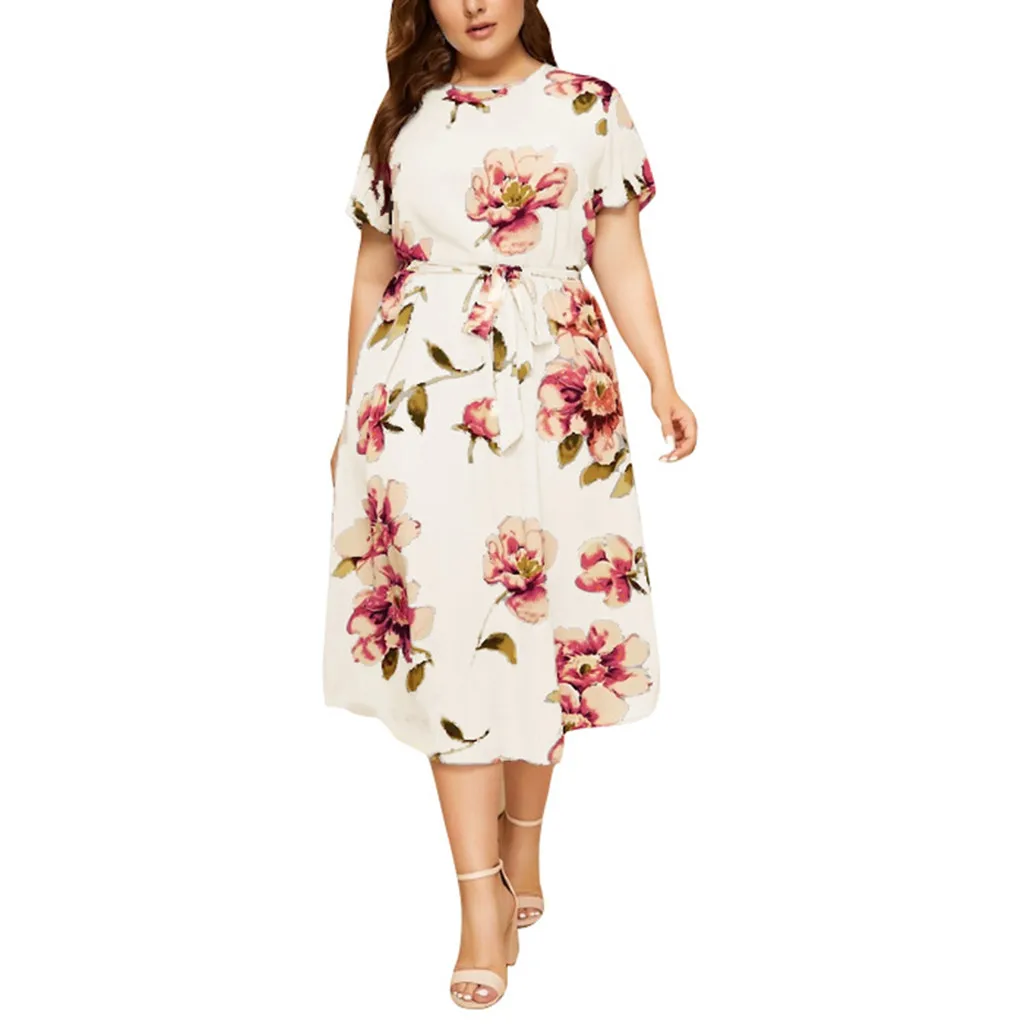 Women Maxi Dress Bohemian Floral Print 