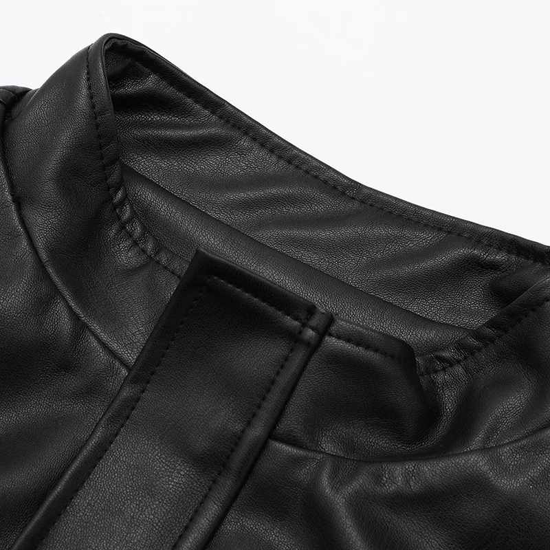 [EAM] Свободная приталенная короткая куртка из искусственной кожи с завязками, новинка, Женское пальто с отворотом и длинным рукавом, модное осенне-зимнее JY7130
