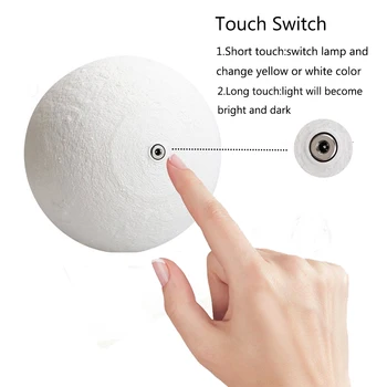 Dropship 3D Print Rechargeable Moon Lamp LED Night Light Creative Touch Switch Moon Light For Bedroom Decoration Birthday Gift 4