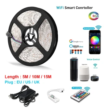

Smart Wifi Light Strip Controller 5M 10M 15M RGB LED Light Kit 5050 Waterproof IP65 Working Android and iOS IFTTT Google Alexa