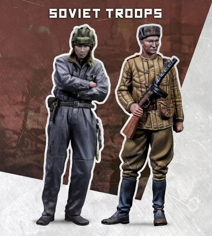 

1/35 Scale Unpainted Resin Figure Soviet troops 2 figures collection figure