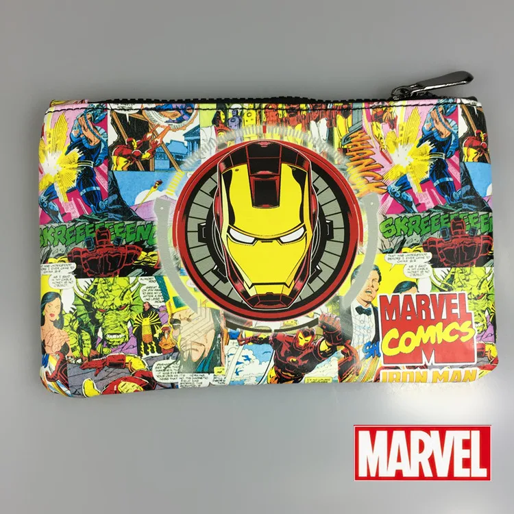 DC Marvel Comics карандашные кошельки Мстители герой Капитан Америка Человек-паук Железный человек прямоугольник длинный пенал на молнии сумка кошелек - Цвет: Цвет: желтый