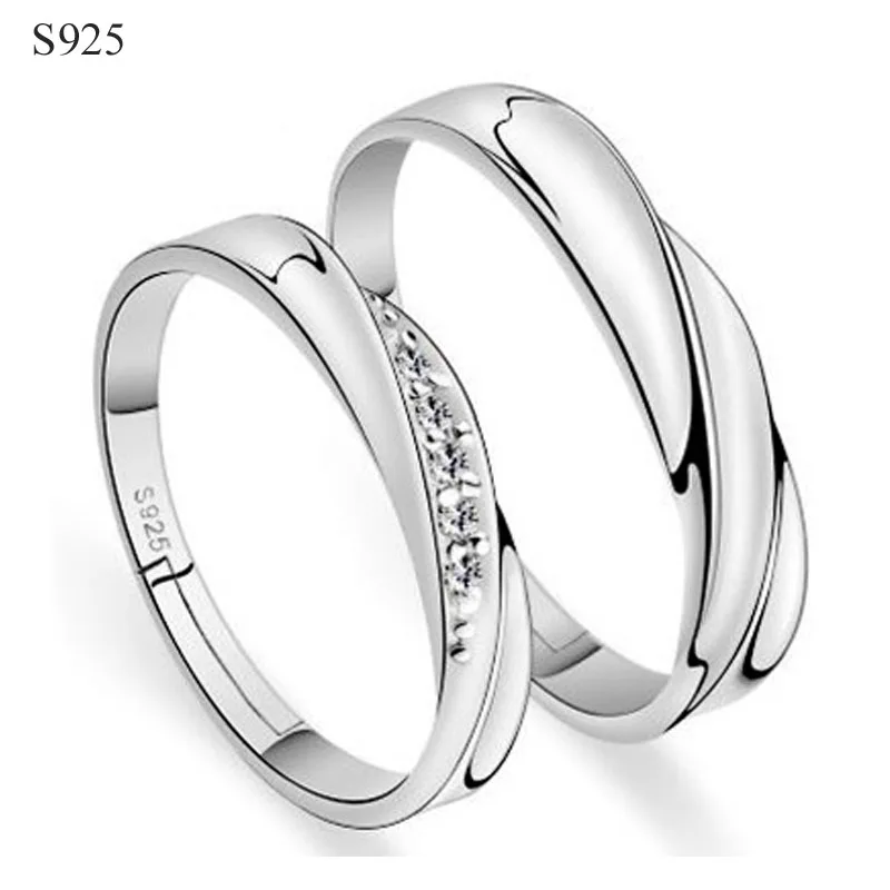 Genuine Real Pure Solid 925 Sterling Silver Couple Rings For Women Man