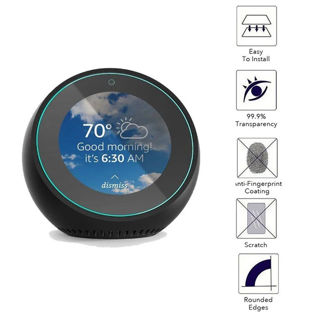 

2 PC Screen Protector Full Coverage Tempered for Amazon Echo Spot New
