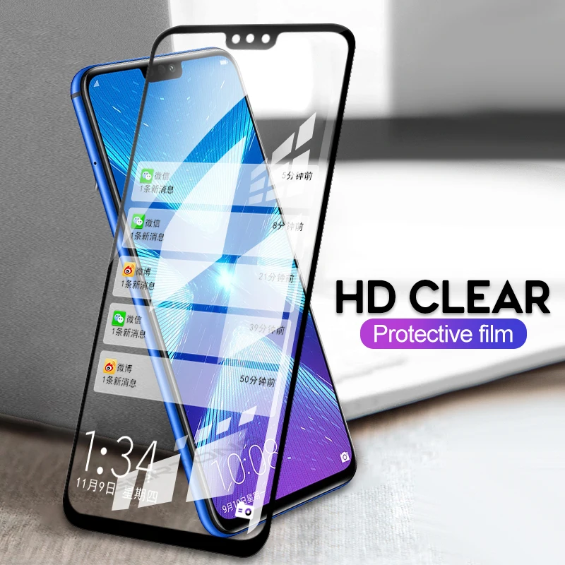 Черное Защитное стекло для экрана Huawei Honor Play 10 9 8 Lite 8X 8C 8A 7X 6X 6A закаленное
