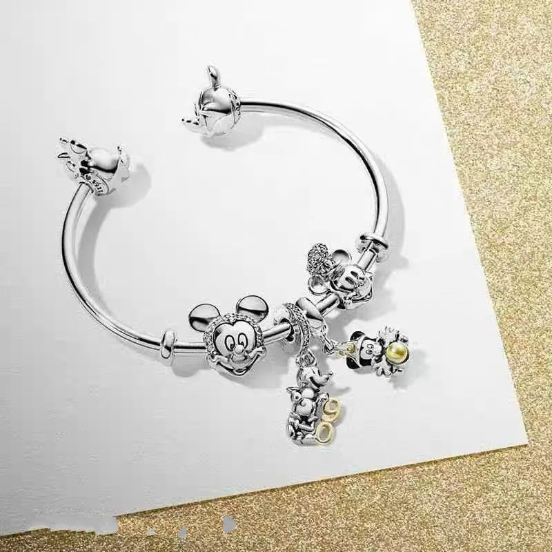 

100 % 925 Sterling Silver Original Copy High Quality 1:1 Mickey Mouse Fox Pandora Bracelet With Logo