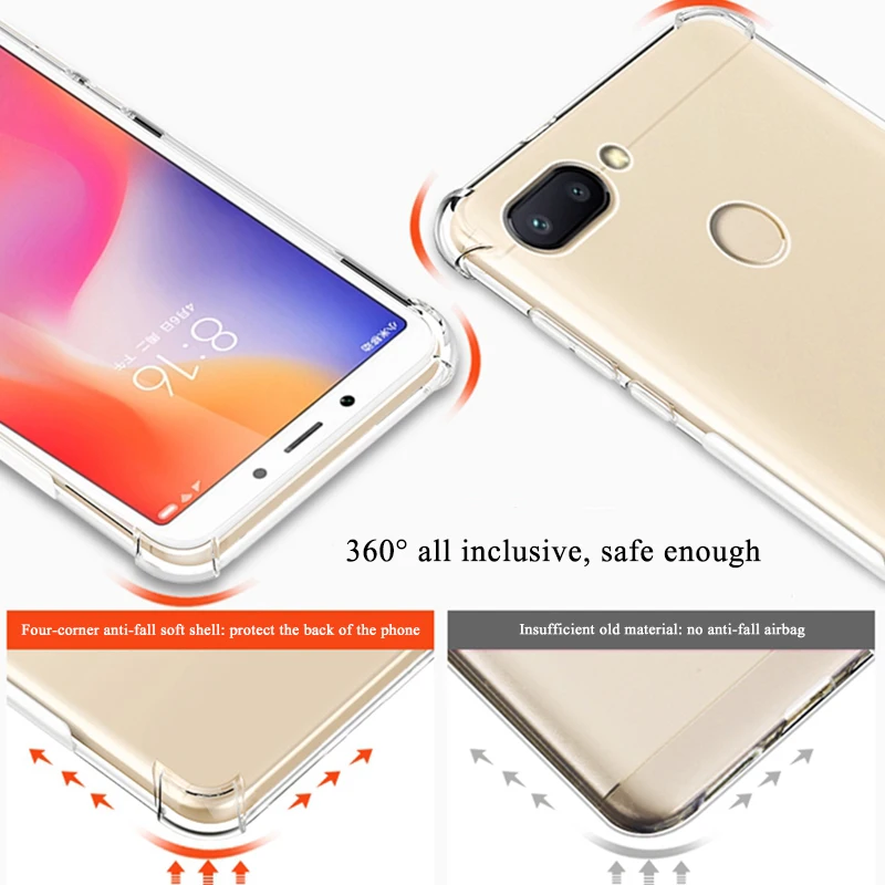 Чехол для телефона Xiaomi Redmi Note 5, 6, 7 Pro, 7, 6 Pro, 6A, 5 Plus, прозрачный чехол-подушка безопасности с кристаллами для Xiaomi mi 9, 8, se, A1, A2, lite, F1