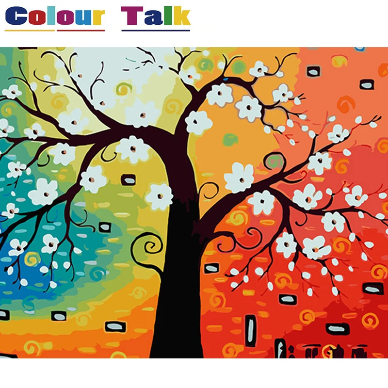 Modern Oil Painting by Numbers Tree Decorative Pictures for Living Room