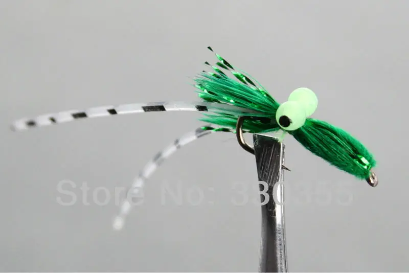 100 pcs Bass Bugs Crayfish Green/Glow Fly Fishing Fliesfly