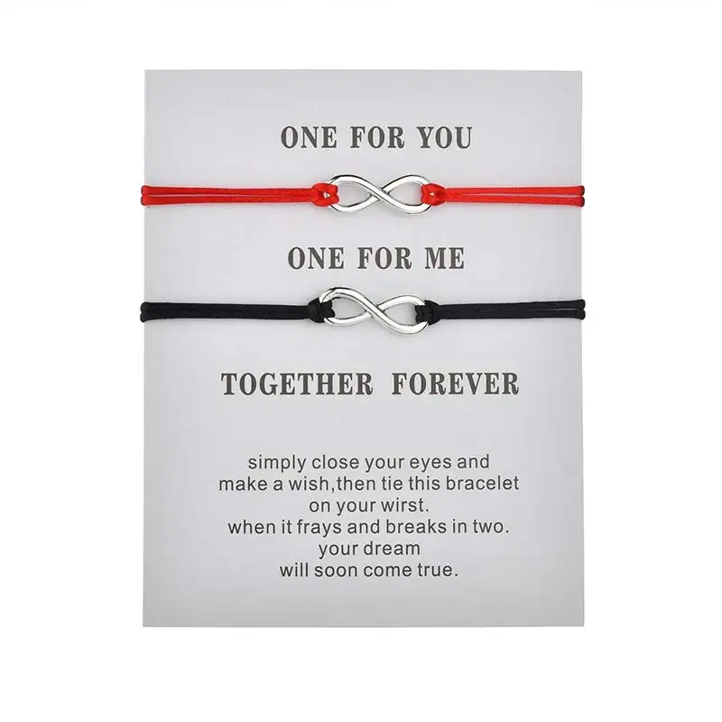 Лучшие друзья вместе колько Forever Love регулируемые браслеты 2 шт./компл. красная веревка крылья для вечеринки счастливая пары Изящные 8 формы для влюбленных