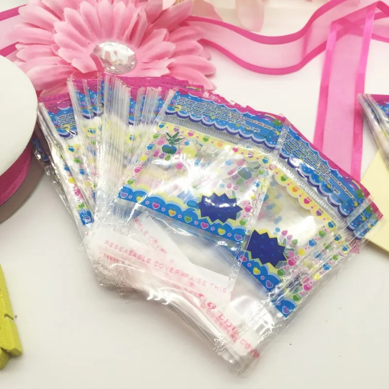 

200pcs 4.4*4.8+2.5+2.5cm OPP Self Adhesive Sealing Crystal soil Plastic Packaging Bags for Water beads Package BZ221
