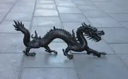 Китайский Королевский Чистая Бронза Медь Привлечь Богатство Fly Dragon Palace Статуя