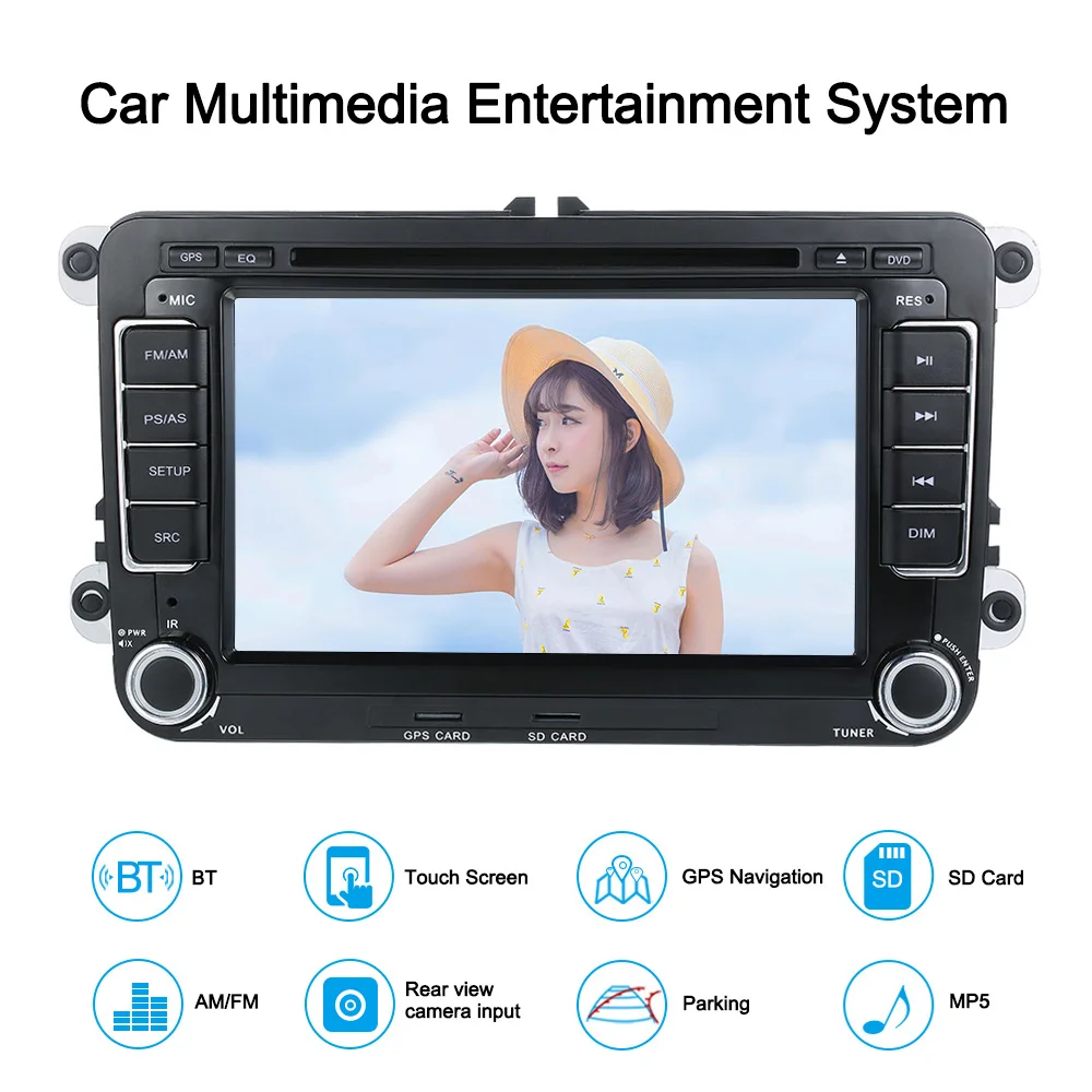 Top 2 Din 7" HD Car DVD Carro Multimidia Player GPS Navi BT FM Universal Autoradio Cassette Recorder Automagnitola for VolksWagen VW 2