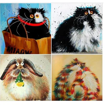 

Factory wholesale colour cat diamond painting cross stitch full diamond embroidery home decoration square drill animal series