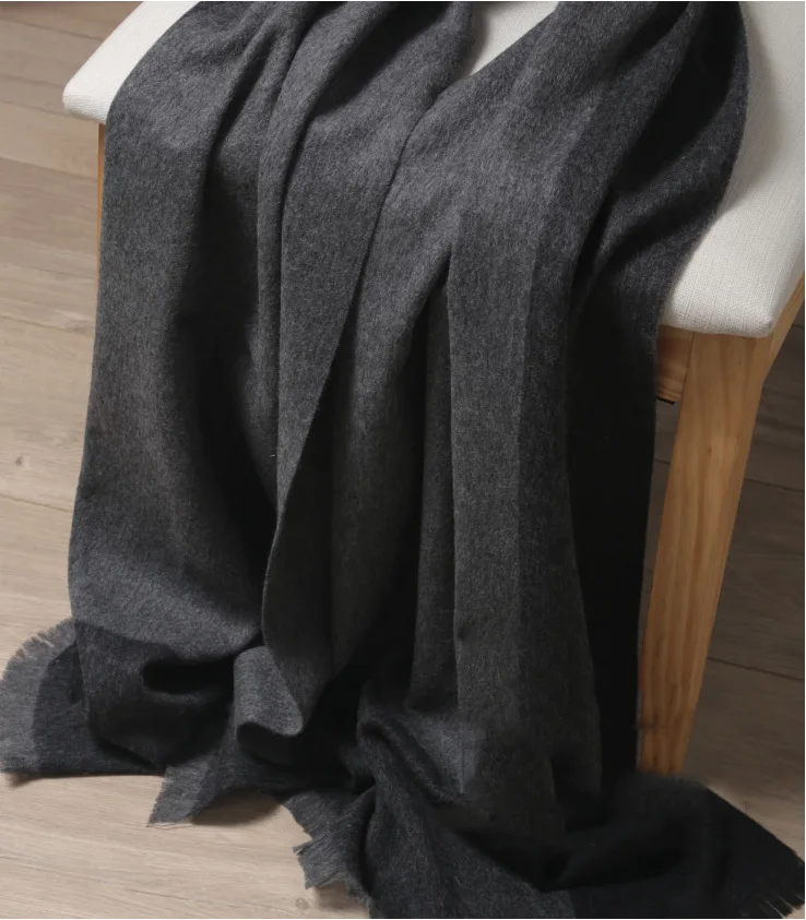 Зимний шерстяной кашемировый шарф в клетку, шерстяной шарф, кашемировый шарф из пашмины, теплые шали, длинное одеяло, зимний шарф, зимний шерстяной шарф - Цвет: Black Grey