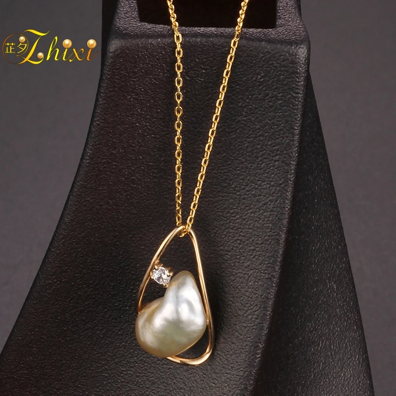 

ZHIXI pendant choker necklace pearl luxury for women gift 11-12mm wedding party fashion natural trendy elegant Baroque D305