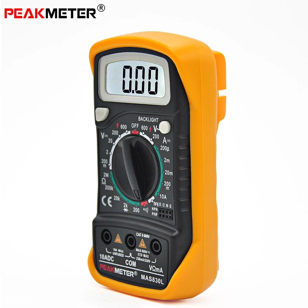 PEAKMETER MAS830L Ручной Выбор Диапазона Цифровой Мультиметр AC/DC Вольтметр Омметр Тестер