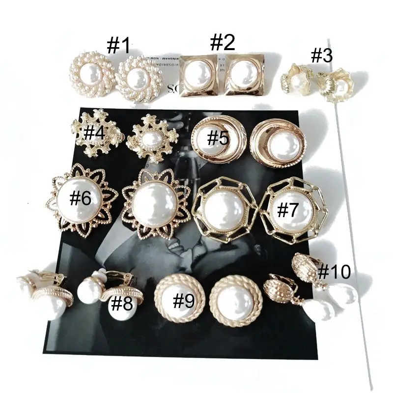 

Free Shipping Elegant Pearl Styles Geometric Alloy Sweet Clip Earring