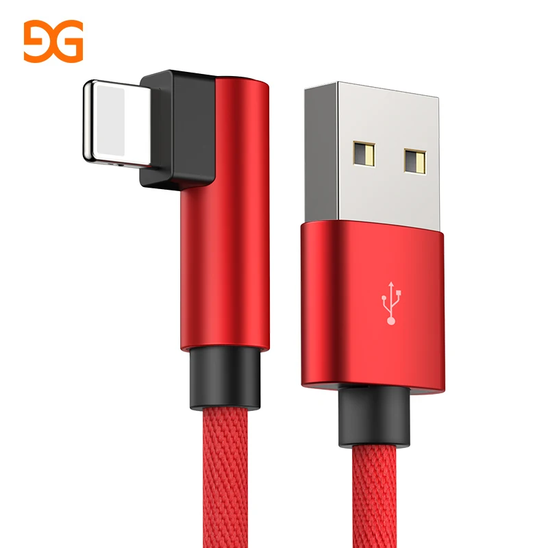 GUSGU 90 градусов USB кабель для iPhone X 6 6 S 7 8 Быстрая зарядка кабель для iPad USB зарядное устройство кабель L Тип кабель для передачи данных для iPhone 5 SE - Цвет: Красный