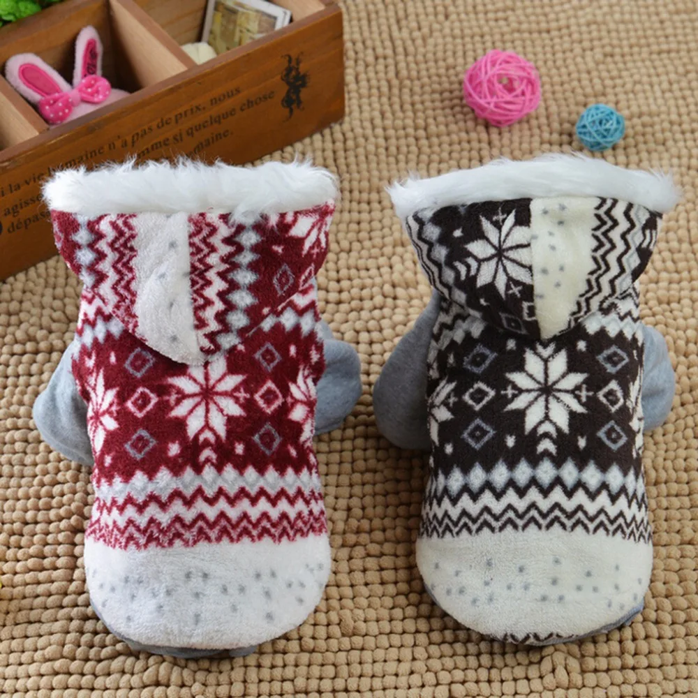 

UNIKEA 2016 Hot Sale Winter Clothing Warm Dog Clothes Cozy Snowflake Style Costume Two Feet Fashion Pet Jacket Teddy Hoodie Jack