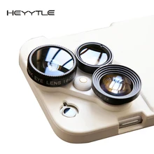 Heyytle 4 в 1 чехол для мобильного телефона, чехол для iPhone X 8 7 6S 6 Plus, Широкоугольный макро объектив рыбий глаз, черный чехол