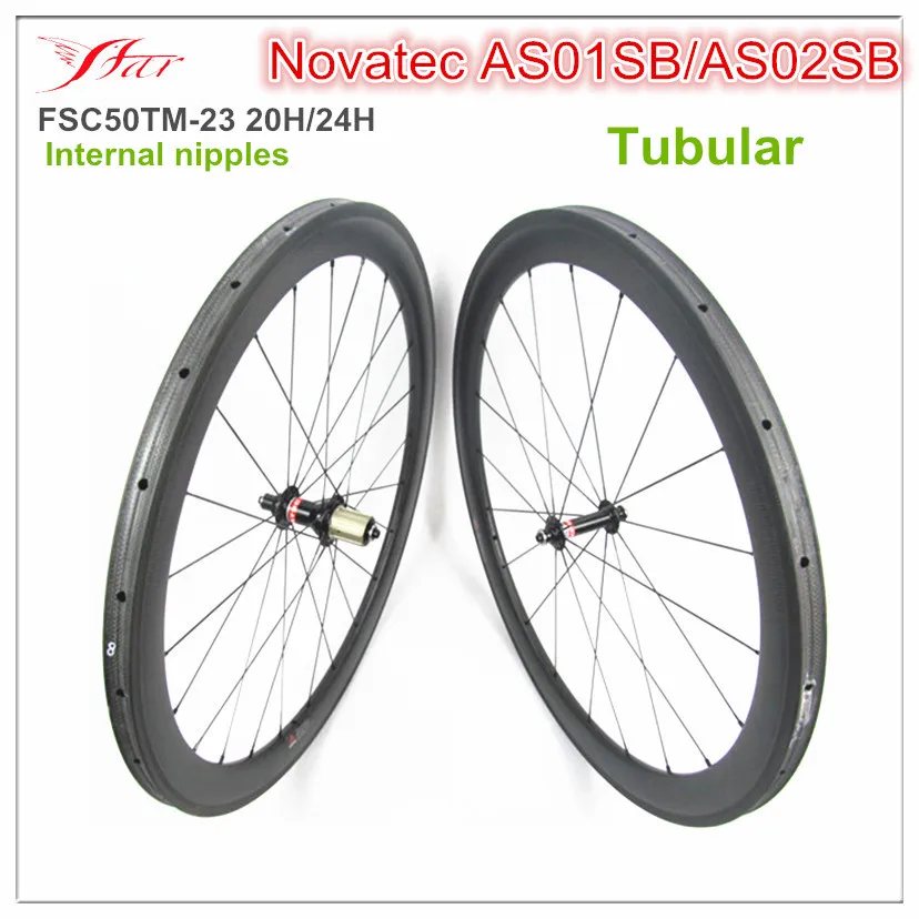 1 set 50mm tubular road bicycle wheelsets 20H/24H with Novatec AS01SB/AS02SB straight pull hub and Sapim spokes 700C racing bike