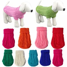 Puppy Cat PetWarm Sweater Pet Dog Dog Clothes Knit Winter Apparel Dog 8 Color 2 Size Solid Dog Coats Jackets