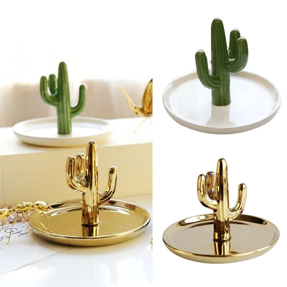 

Nordic Cactus Shaped Jewelry Display Stand Dish Accessories Holder Trinket Plant Dish Ring Storage Tray INS Home Decoration