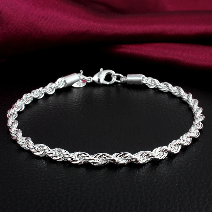 Fashion Women Men Unisex Shining Twisted Rope Bangle Bracelets Chain