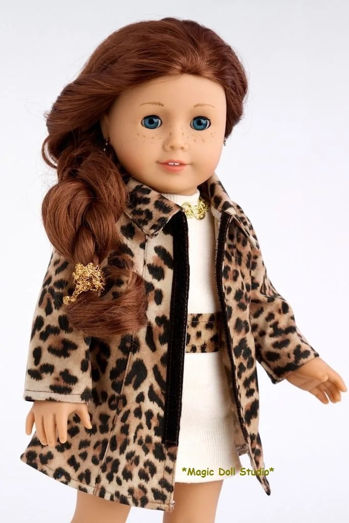 Модная девушка, Одежда для куклы 18 дюймов, гепард пальто Хлопковое платье Набор для 18 дюймов американская девушка изготовление одежды для кукол