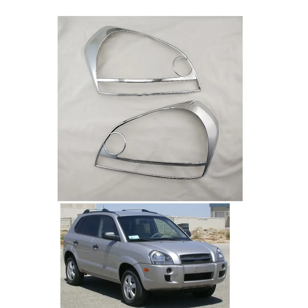 2 шт. ABS крышка фары автомобиля хромированные полосы для hyundai Tucson 2006 2007 2008 2009 аксессуары фары Накладка
