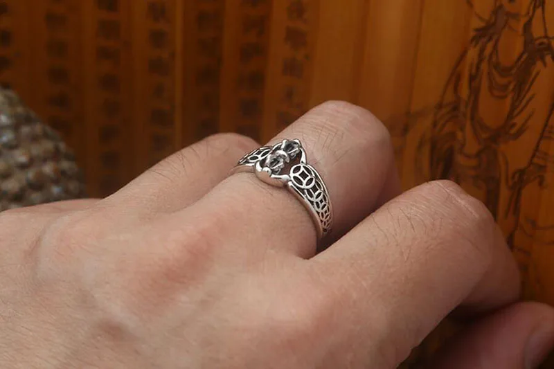 Ваджра простой с вращающимся кольцом монеты 925 стерлингового серебра 925 кольцо для Для мужчин и Для женщин рождественский подарок ювелирные украшения GR52