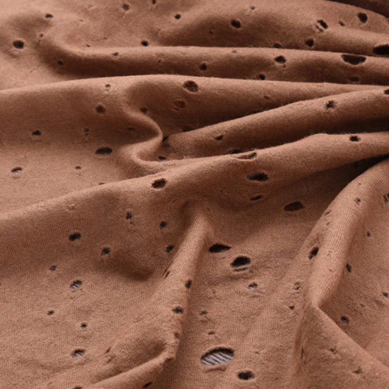 

110CM Wide Thin Cut-out Brown Wool Fabric for Autumn Spring Dress Coat Jacket H464