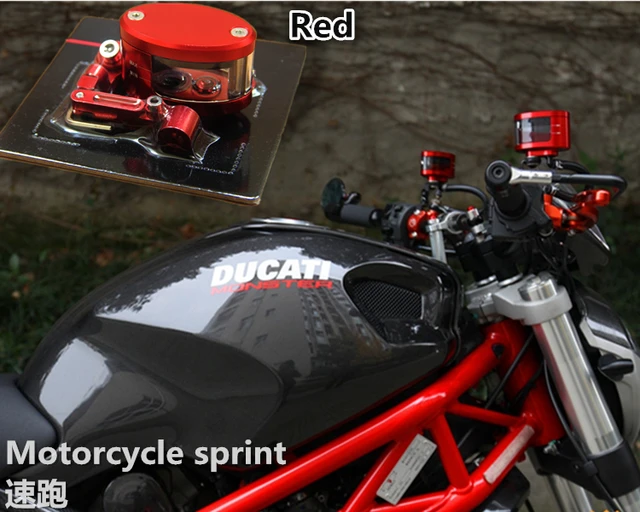 Red Brake Clutch Master Cylinder Fluid Reservoir Tank For Ducati
