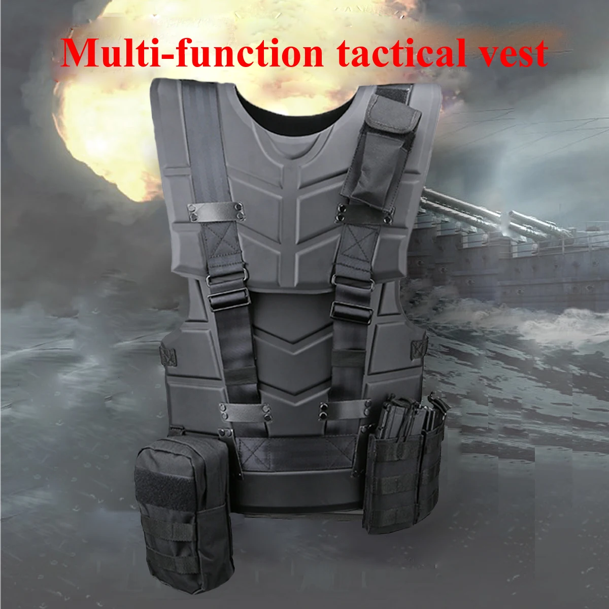 

Black Outdoor Tactical Hunting Combat Body Protector Training Vest Protecting Equipment For Cs Army Training Paintball Game